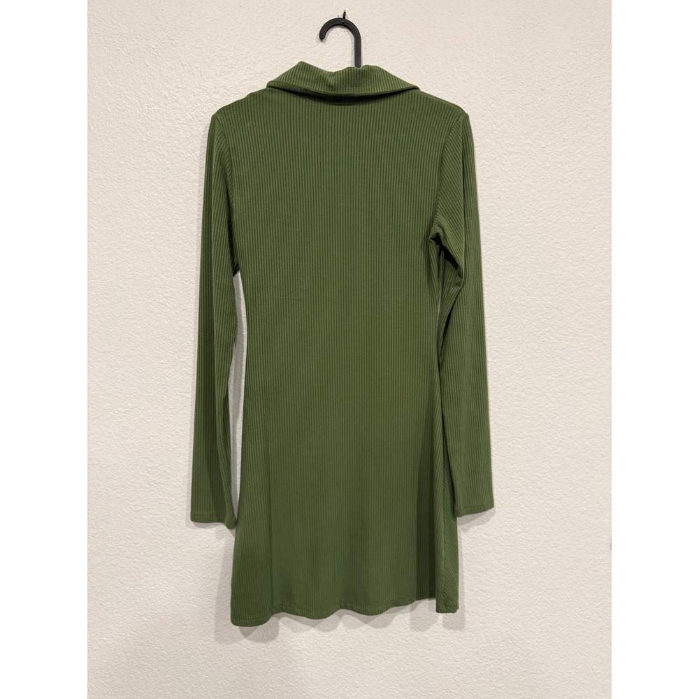 Reformation Amy Knit Green Ribbed Ruched Button Up Mini Dress Small - Picture 3 of 8